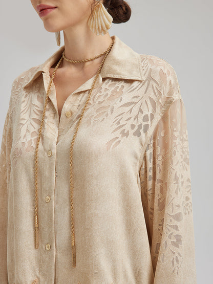 Özel Kot Efektli Renk Geçişli Dantel Gömlek