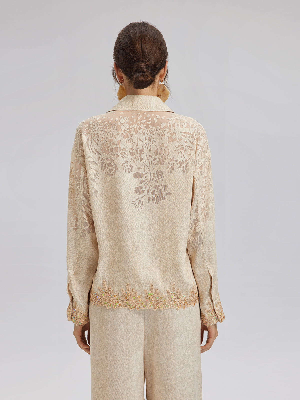 Özel Kot Efektli Renk Geçişli Dantel Gömlek