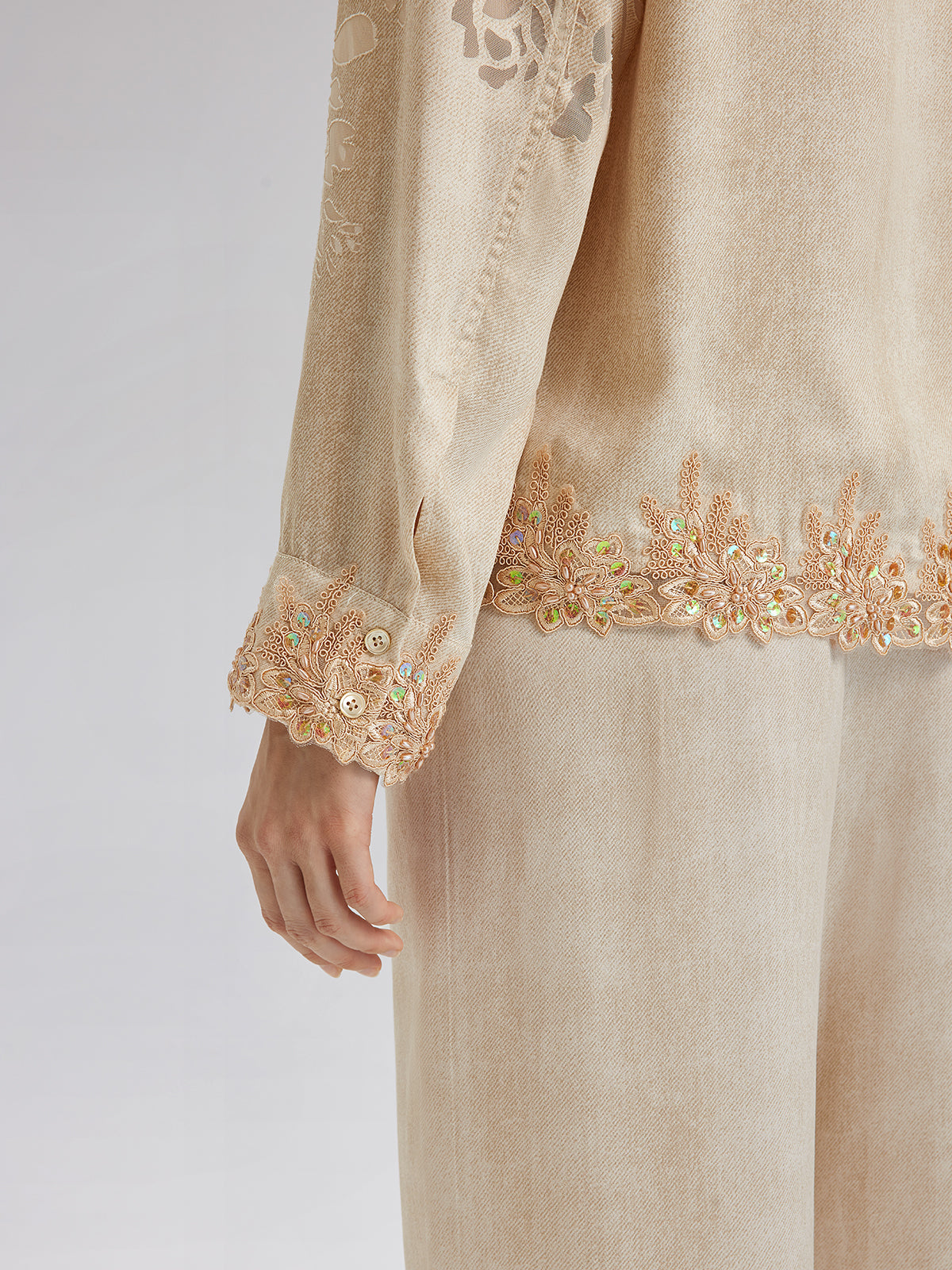 Özel Kot Efektli Renk Geçişli Dantel Gömlek