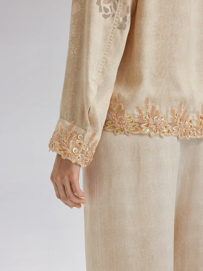 Özel Kot Efektli Renk Geçişli Dantel Gömlek