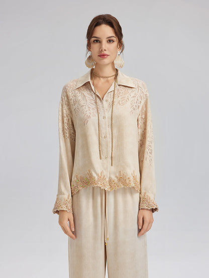 Özel Kot Efektli Renk Geçişli Dantel Gömlek