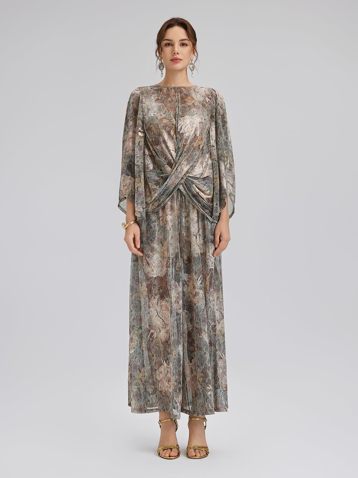 Varak Baskılı Simli Triko Kruvaze Bluz