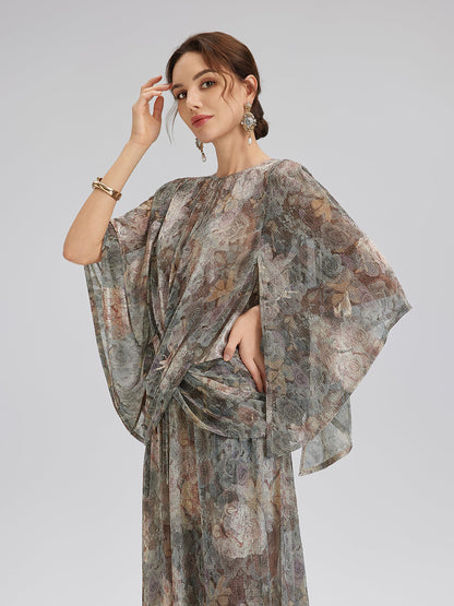 Varak Baskılı Simli Triko Kruvaze Bluz