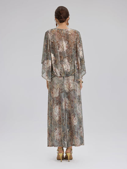 Varak Baskılı Simli Triko İpli Pantolon