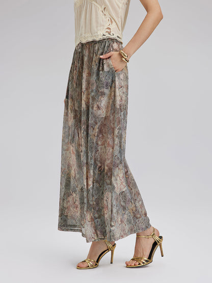 Varak Baskılı Simli Triko İpli Pantolon