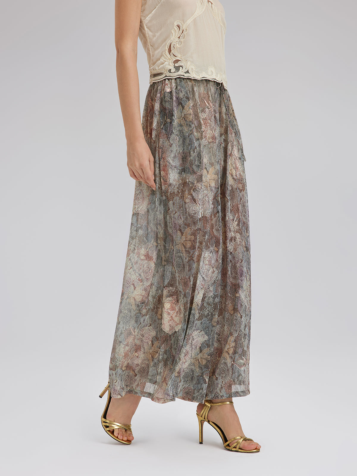 Varak Baskılı Simli Triko İpli Pantolon