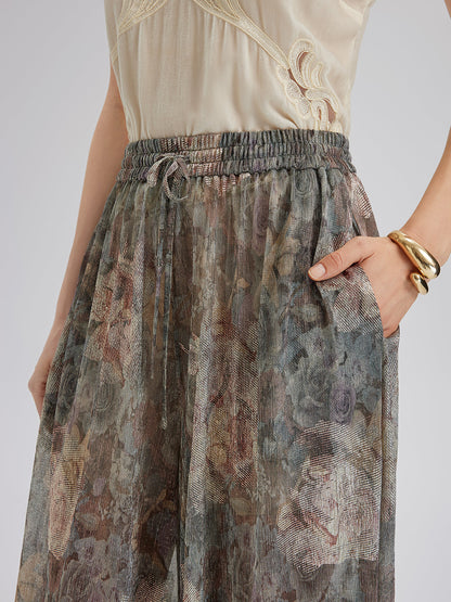 Varak Baskılı Simli Triko İpli Pantolon