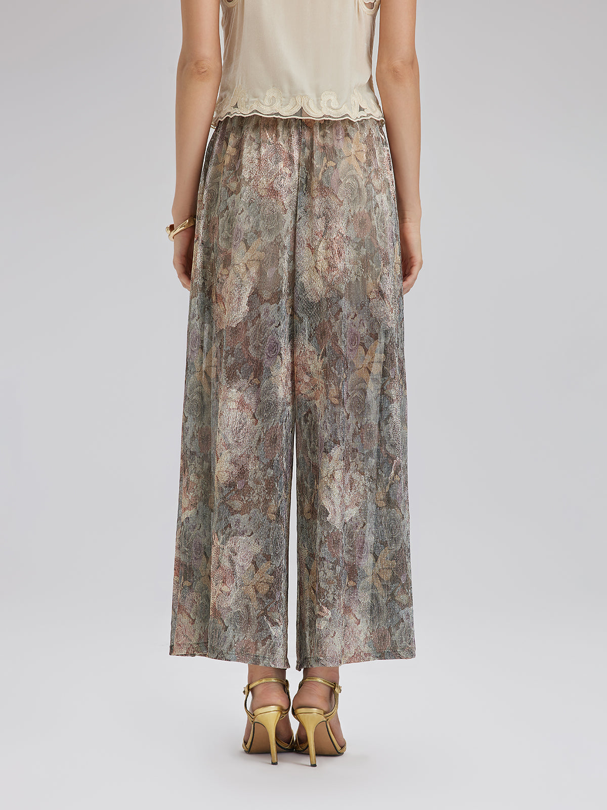 Varak Baskılı Simli Triko İpli Pantolon