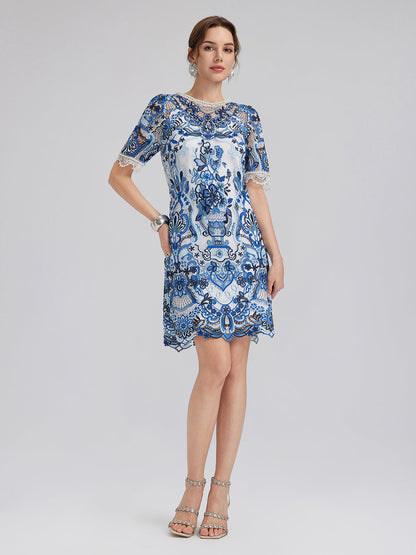 Güpür Dantel El İşlemesi Taşlı Mini Elbise