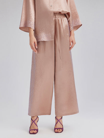 Taşlı Beli Lastikli Bol Pantolon