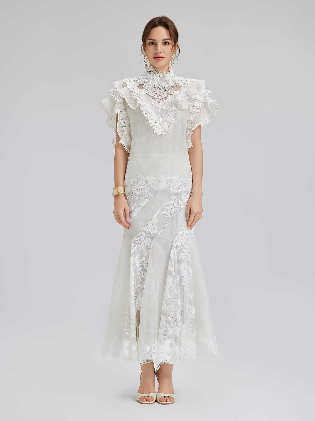 Dantel Parçalı İpek-Keten Balık Etek