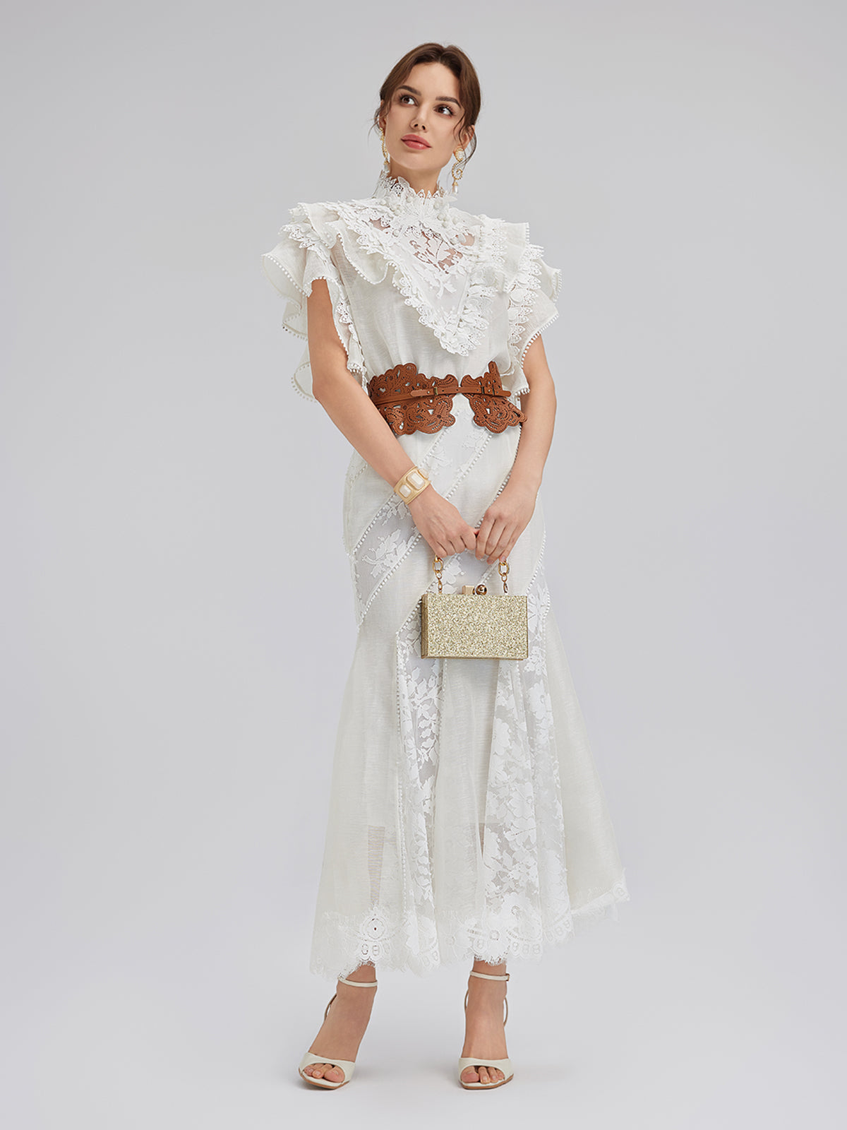 Fırfırlı Dantel Kenarlı İpek-Keten Bluz