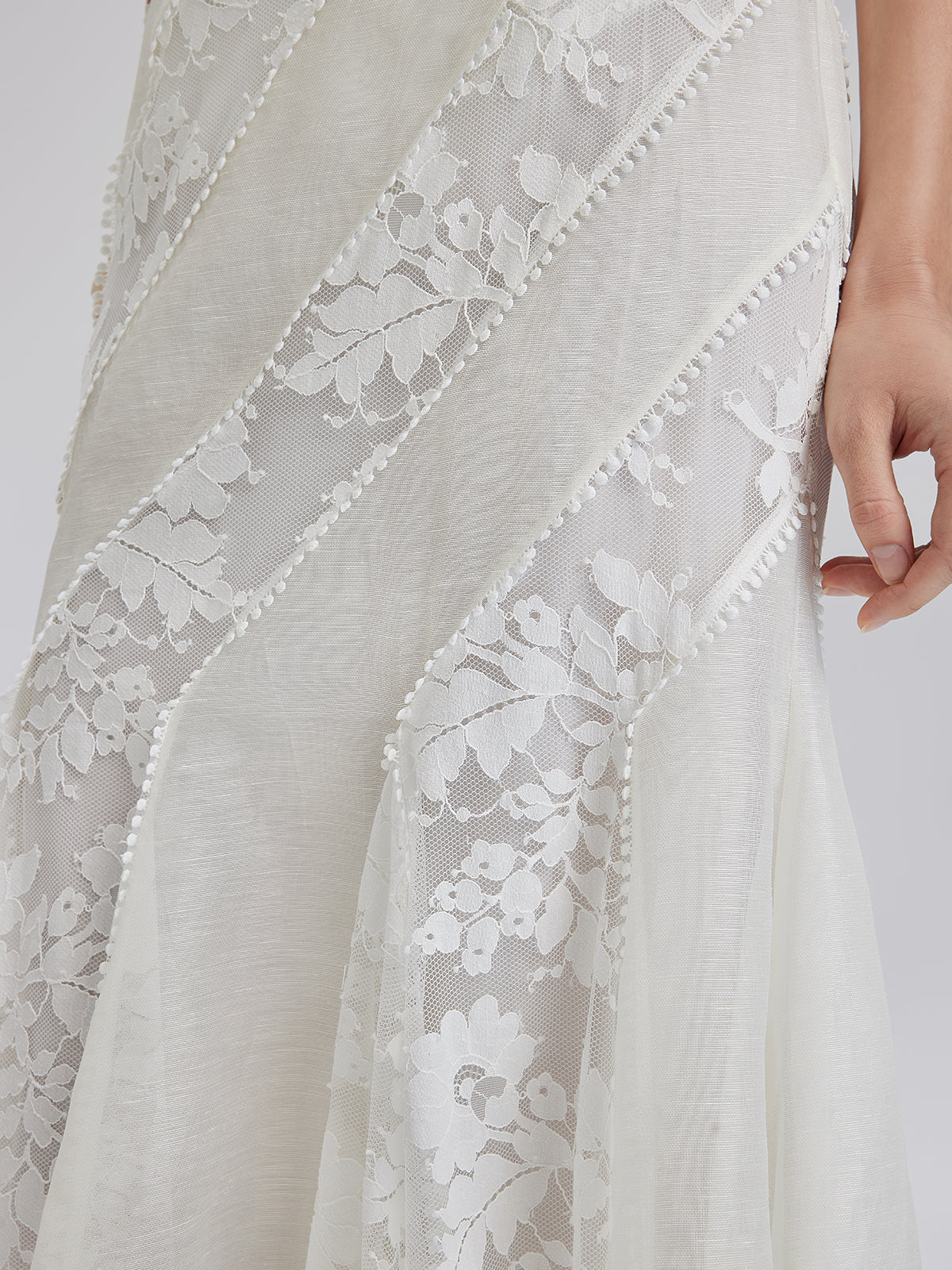 Dantel Parçalı İpek-Keten Balık Etek