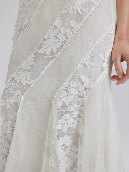 Dantel Parçalı İpek-Keten Balık Etek