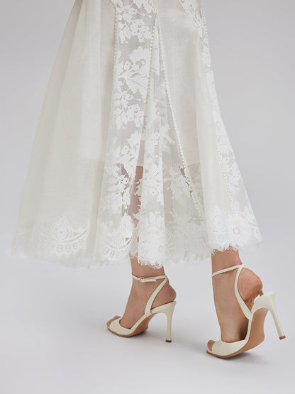 Dantel Parçalı İpek-Keten Balık Etek