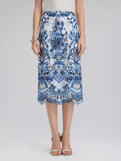 Güpür Dantel Arkası Yırtmaçlı Etek