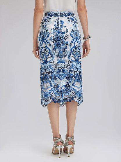 Güpür Dantel Arkası Yırtmaçlı Etek