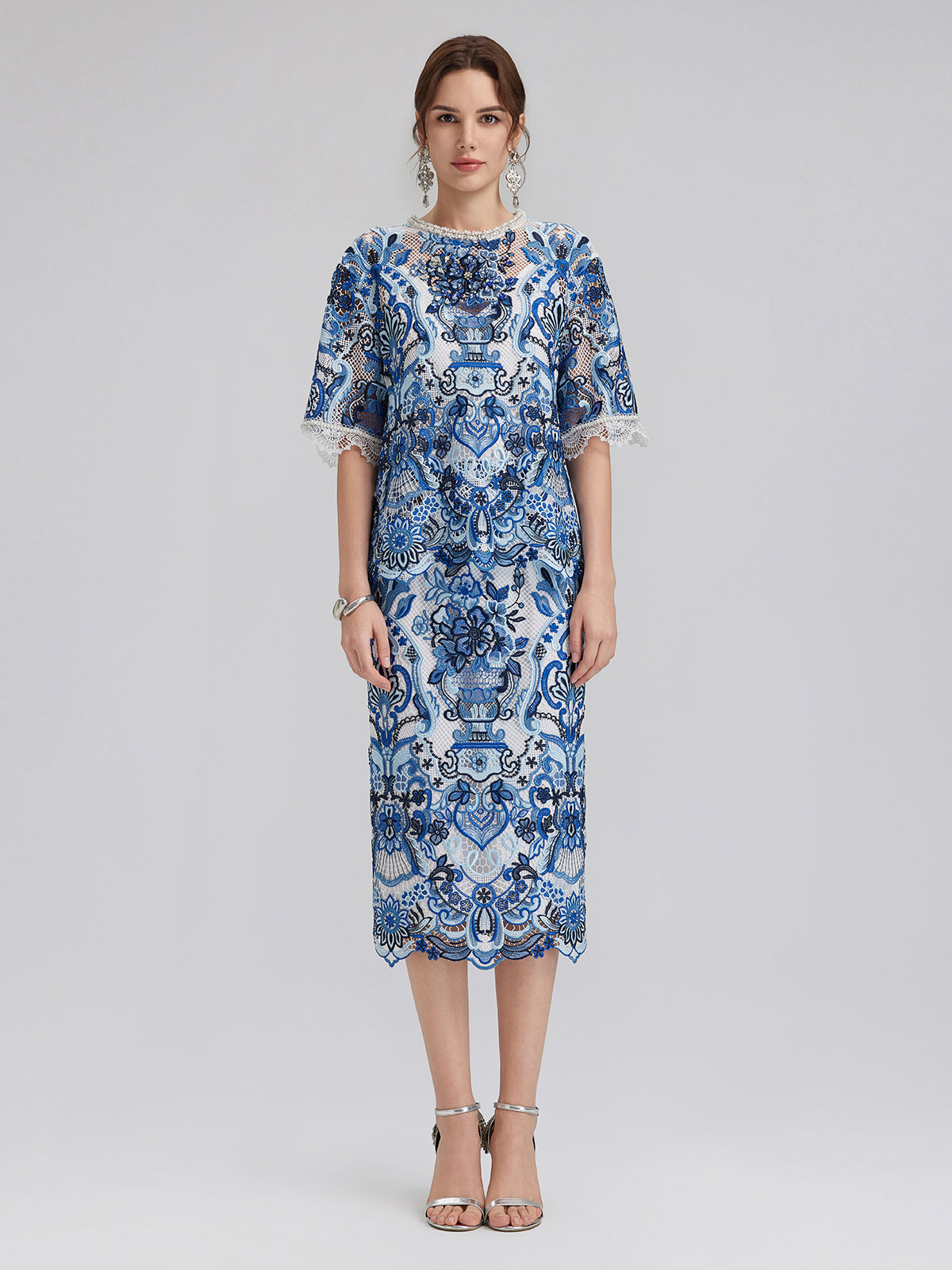 Güpür Dantel El İşlemesi Taşlı Kazak