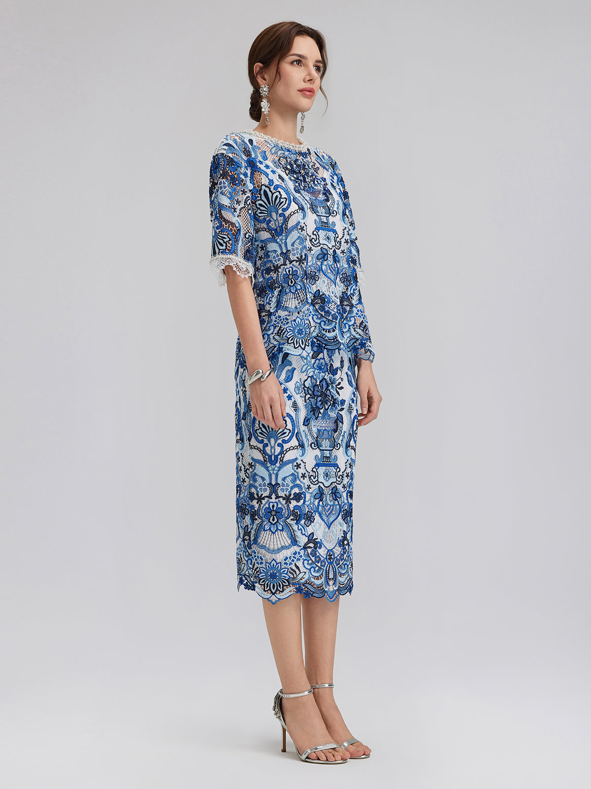 Güpür Dantel El İşlemesi Taşlı Kazak