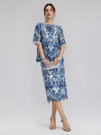 Güpür Dantel Arkası Yırtmaçlı Etek