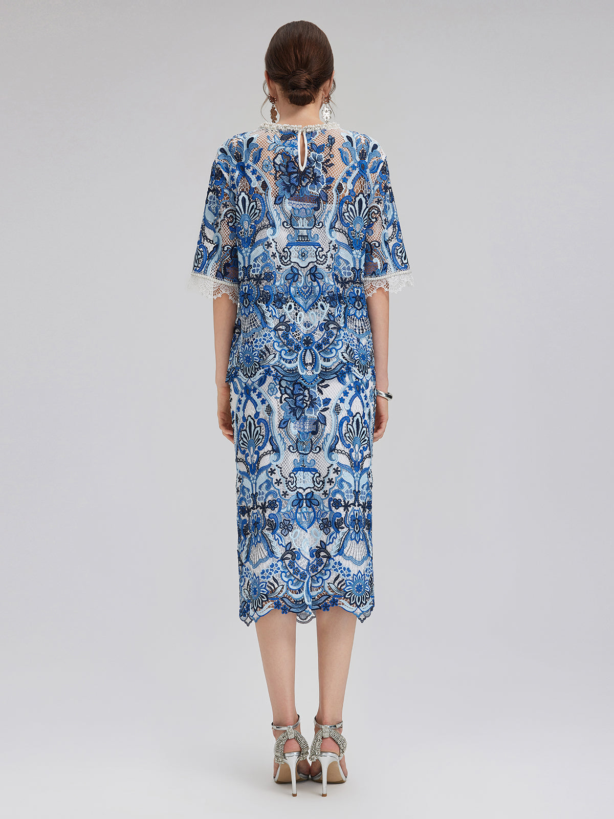 Güpür Dantel El İşlemesi Taşlı Kazak