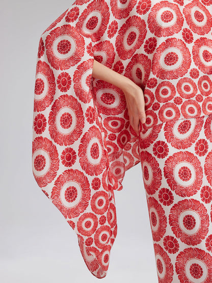 İpek Desenli Vintage Pelerinli Kazak