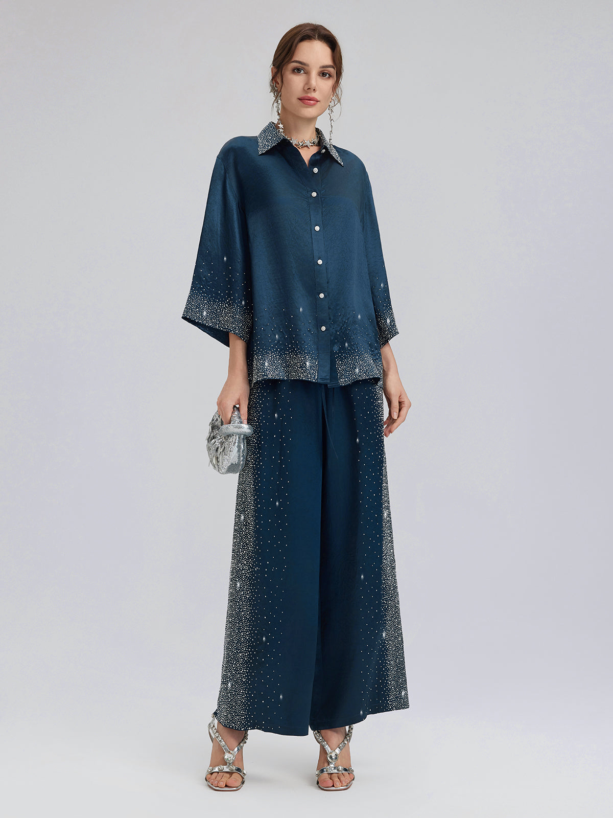 Taşlı Truvakar Kollu Gömlek