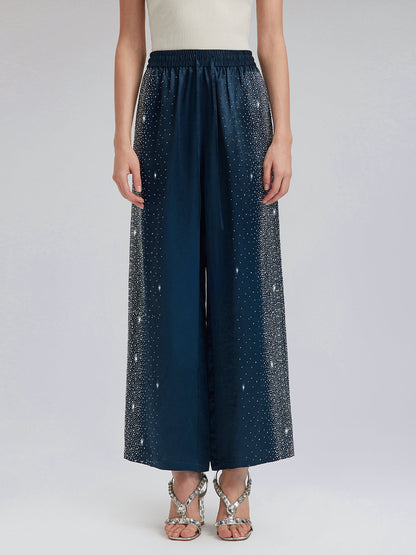 Taşlı Beli Lastikli Bol Pantolon