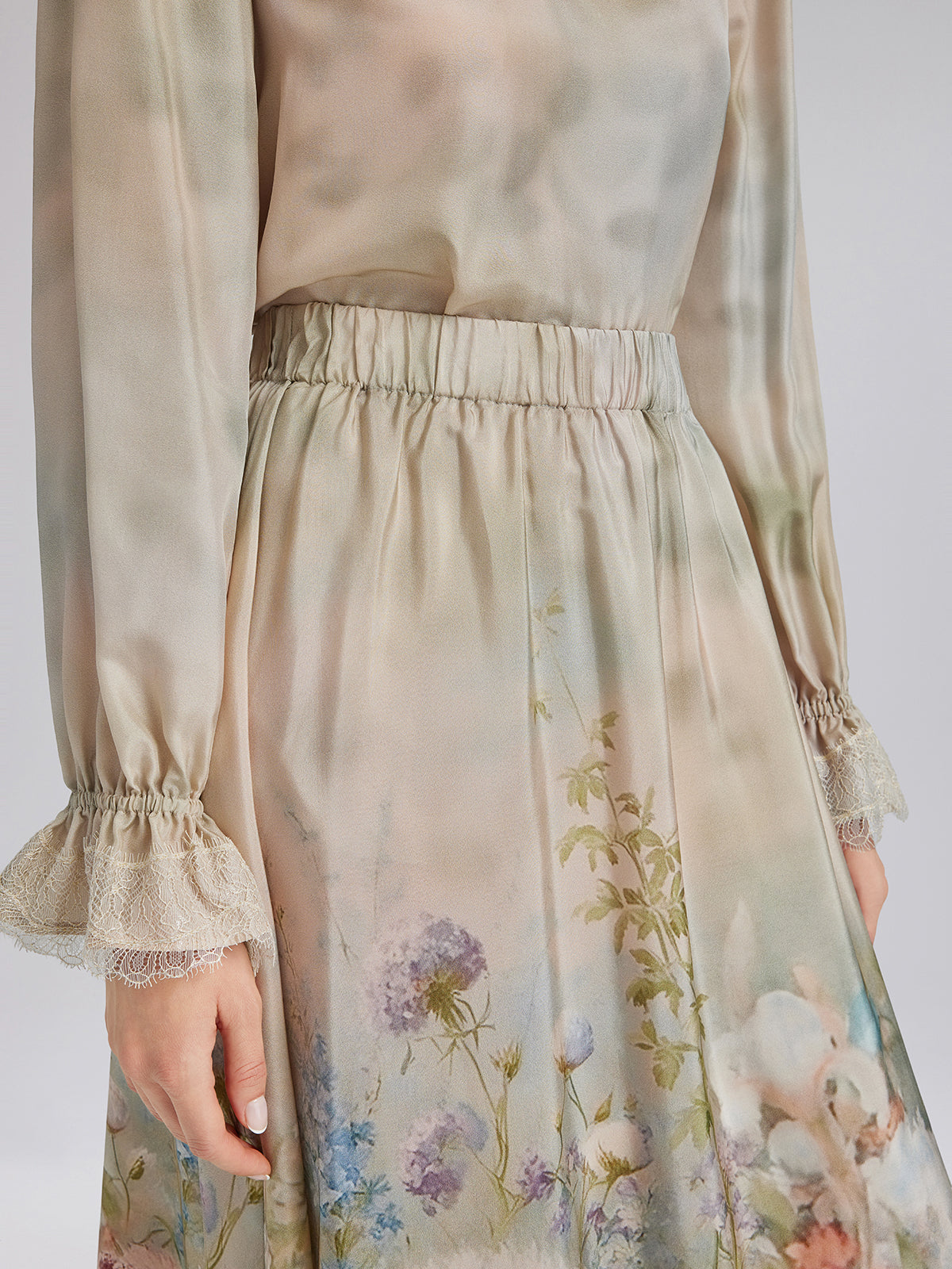 Empresyonist Çiçekli İpek Etek