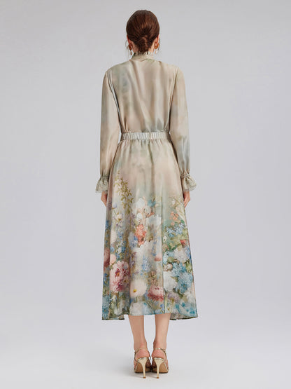 Empresyonist Çiçekli İpek Etek