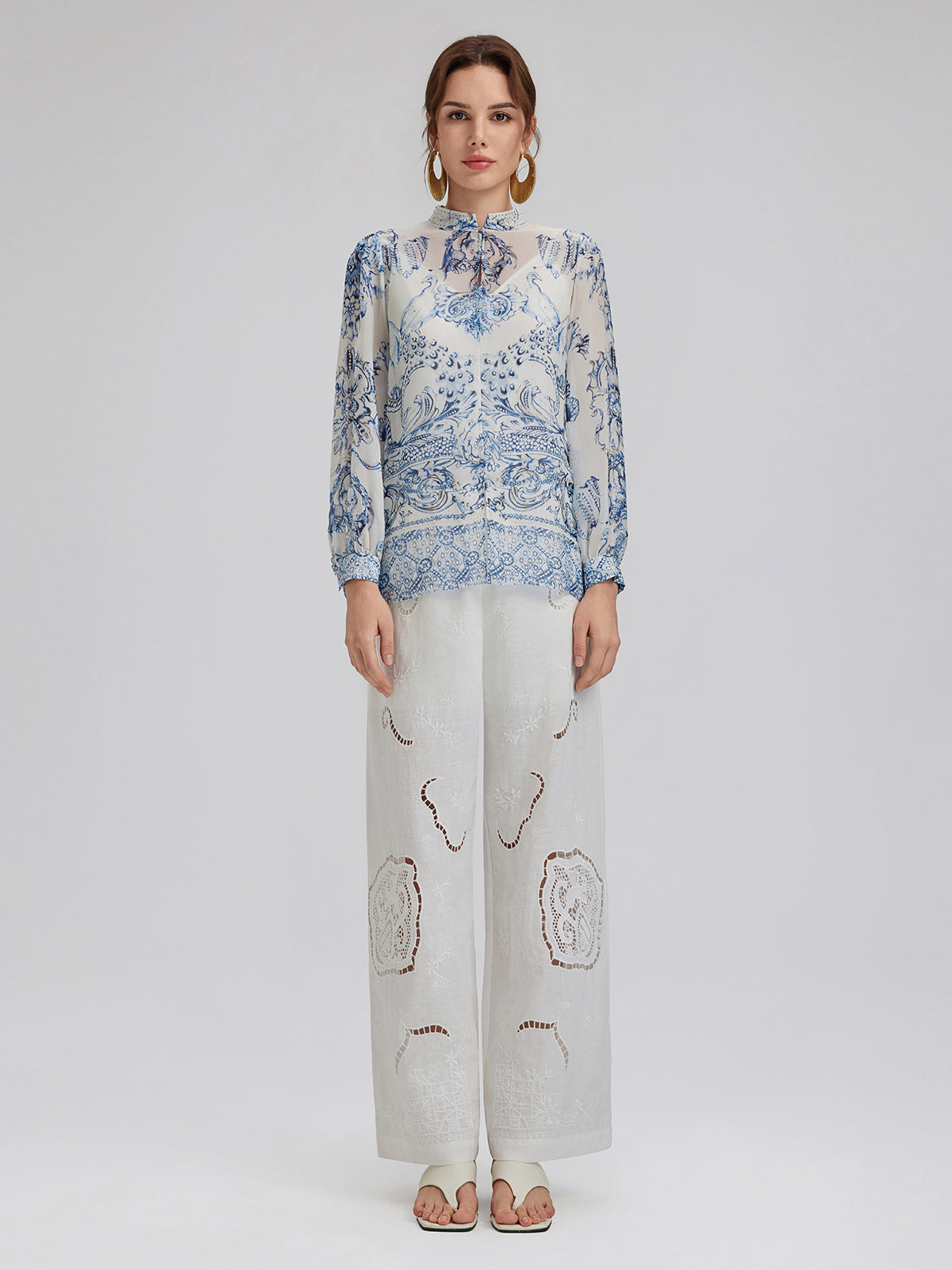 İtalyan Çiçekli İpek Taşlı Kazak