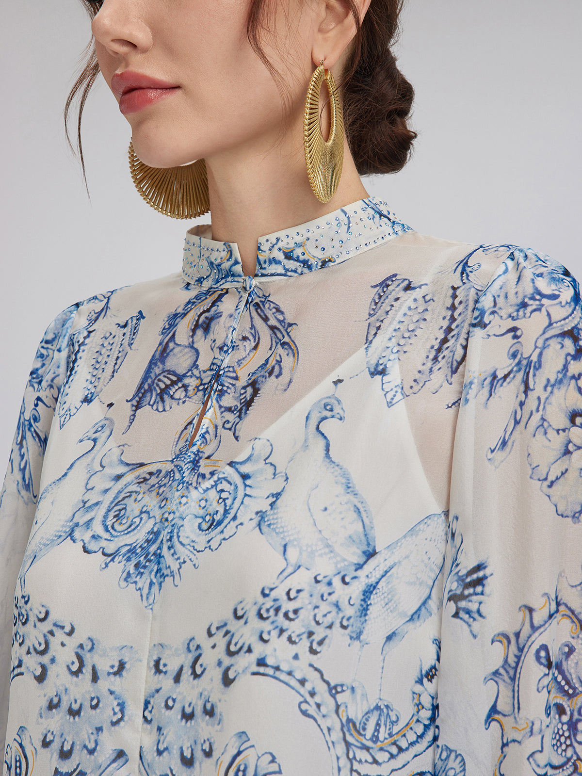 İtalyan Çiçekli İpek Taşlı Kazak