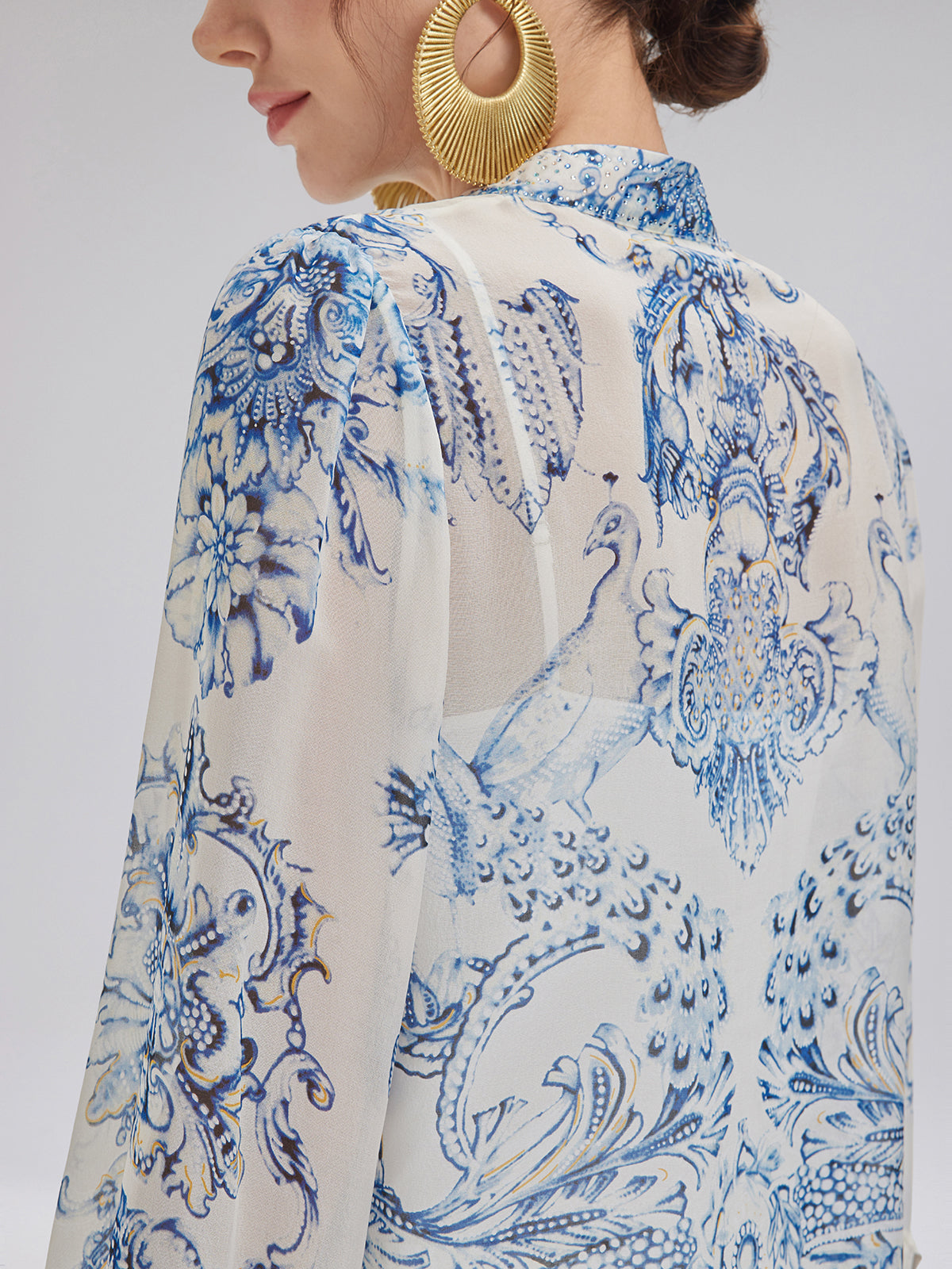 İtalyan Çiçekli İpek Taşlı Kazak