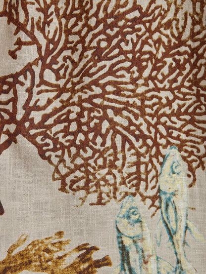 Desenli Keten Görünümlü Uzun Kollu Gömlek