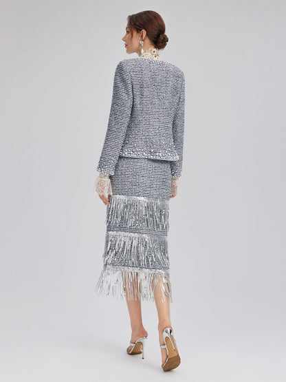 Fransız El İşlemeli İncili Tüvit Ceket