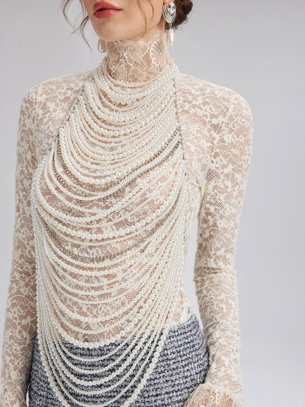 Fransız Dantelli Kazak Bluz