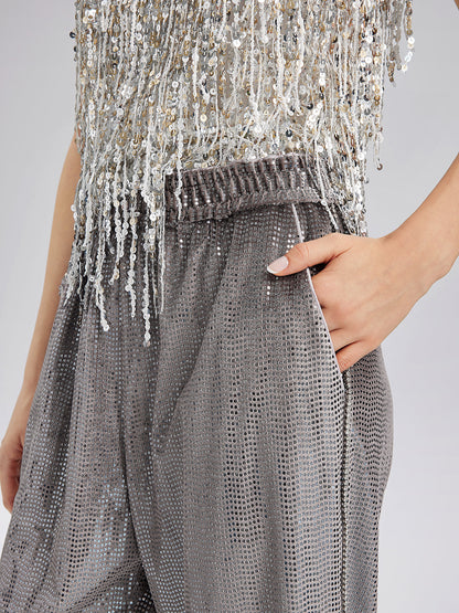 Tüyleri Çıkabilir El İşlemesi Lastikli Pantolon