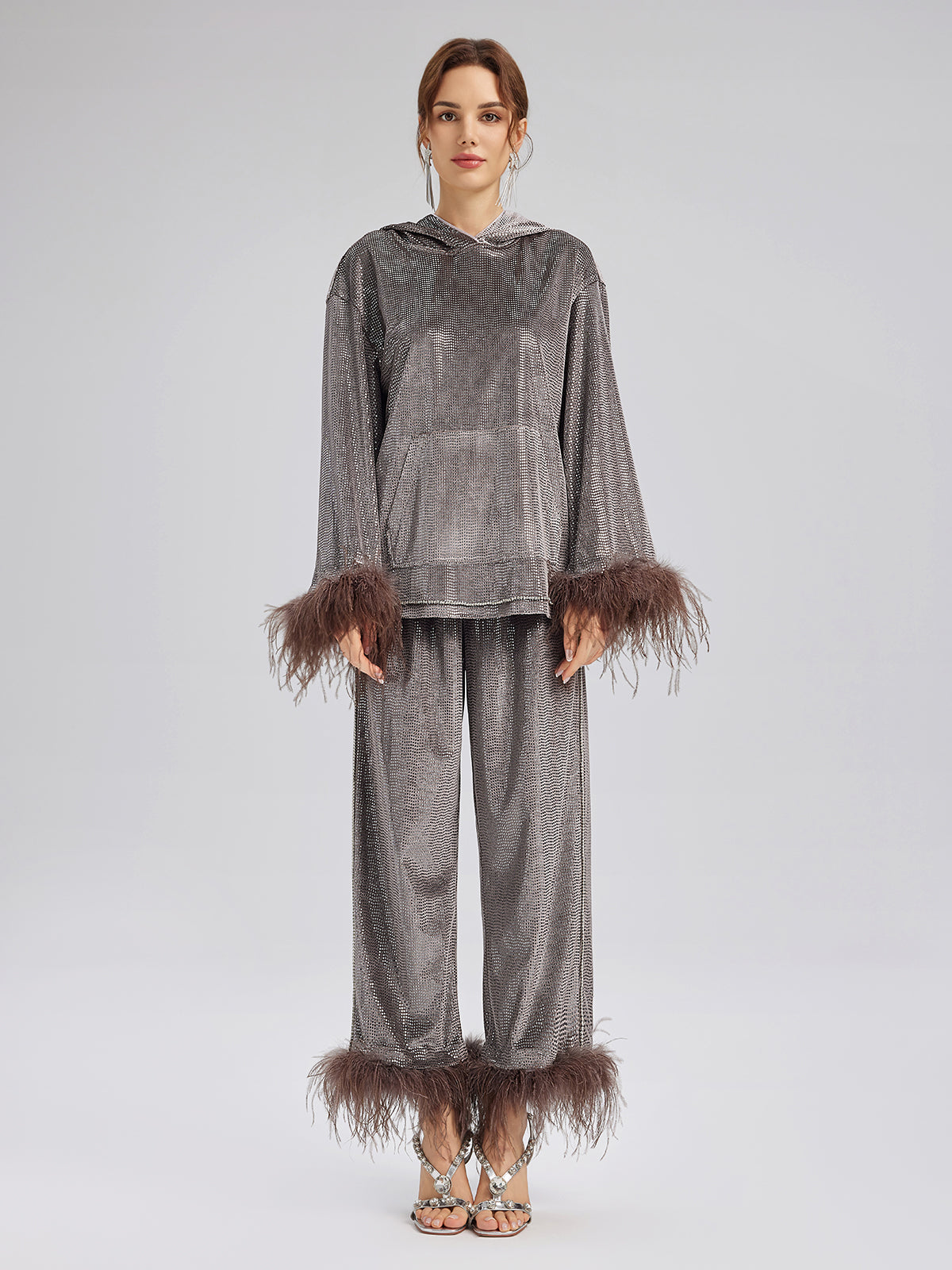 Tüyleri Çıkabilir El İşlemesi Lastikli Pantolon