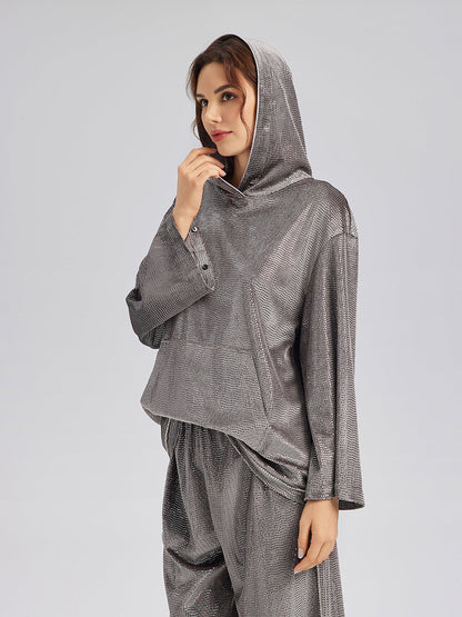 Tüyleri Çıkabilir El İşlemesi Kapüşonlu Üst