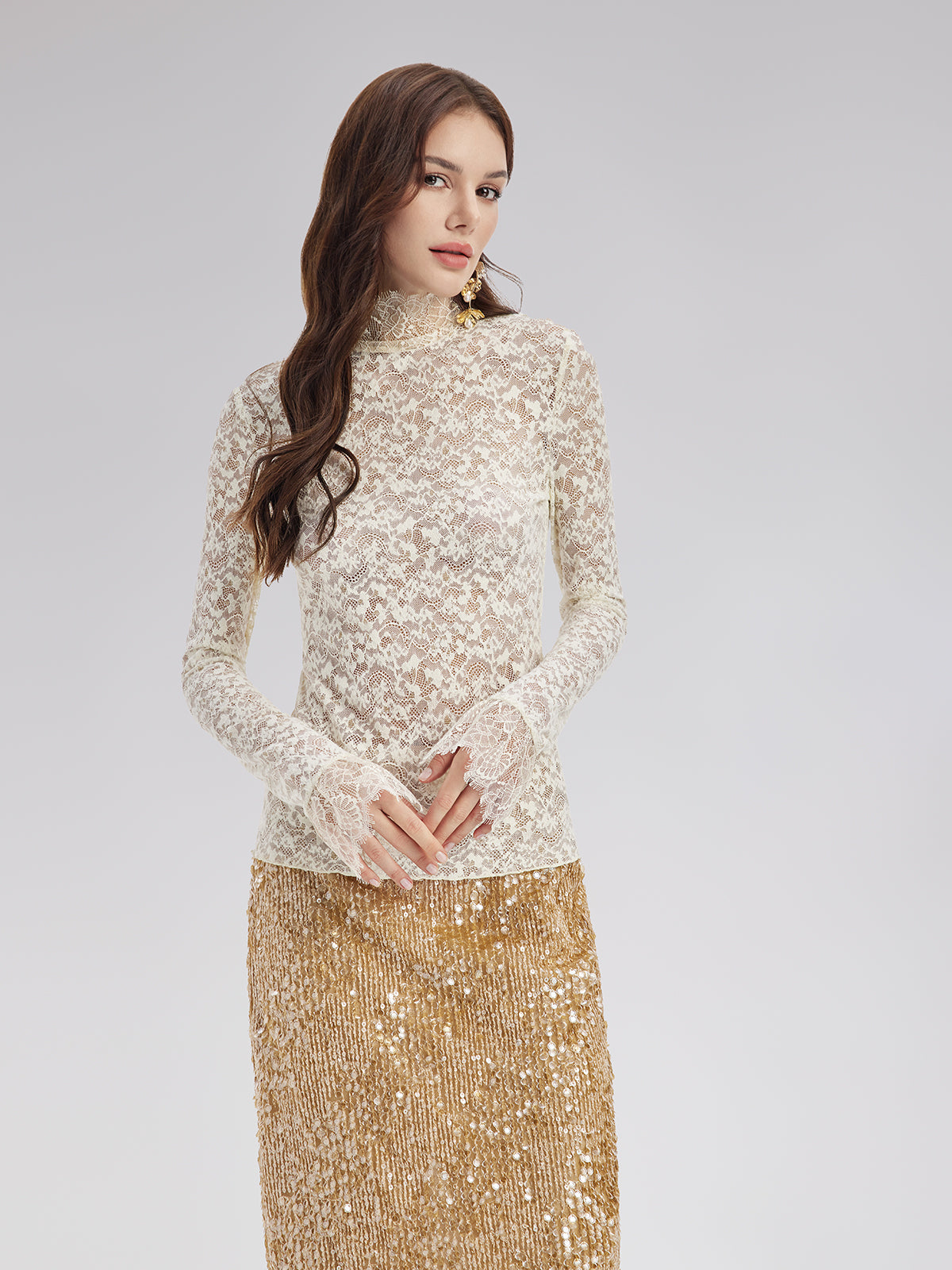 Fransız Dantelli Kazak Bluz