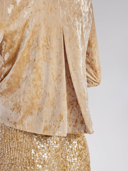 Kadife Dantel Kenarlı Kısa Ceket