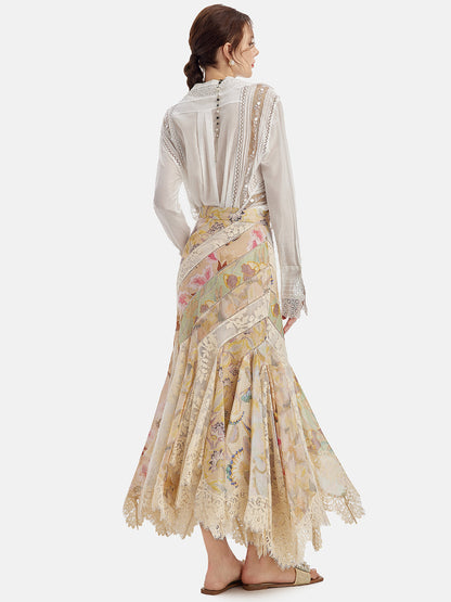 El İşlemesi Dantel Uzun Kollu Bluz