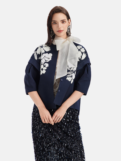 El İşlemeli Boncuklu Kısa Ceket