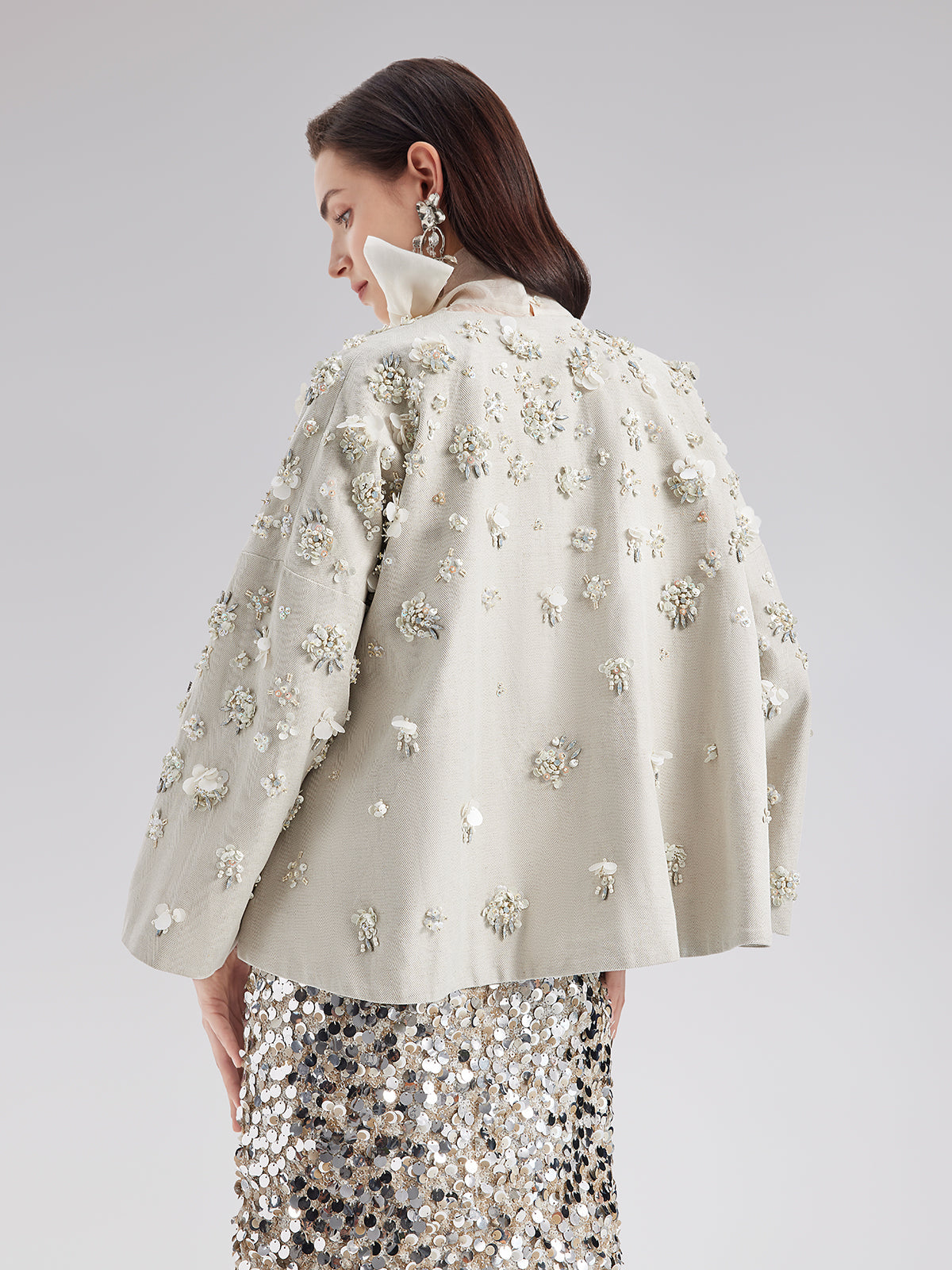 El İşlemesi Keten Pelerin Kaban