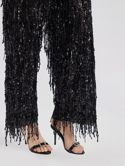 Pullu Püsküllü Beli Lastikli Pantolon