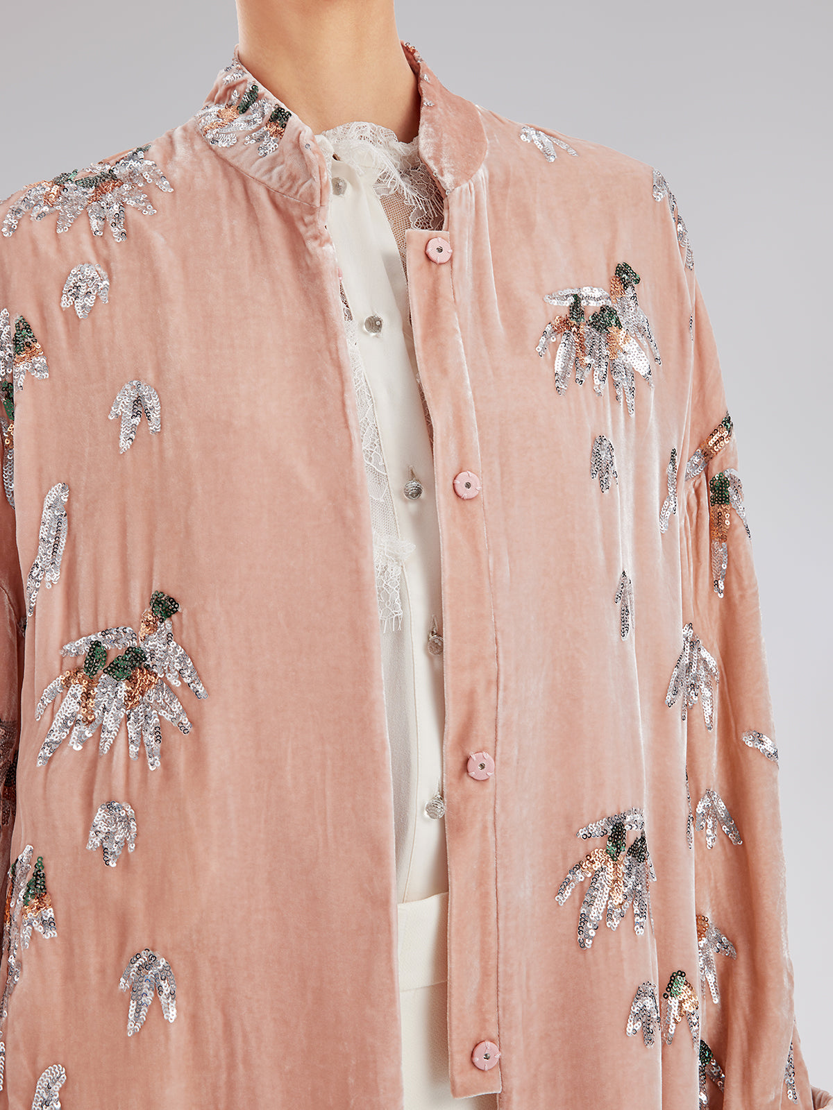 Şık Kadife Nakışlı Etnik Ceket