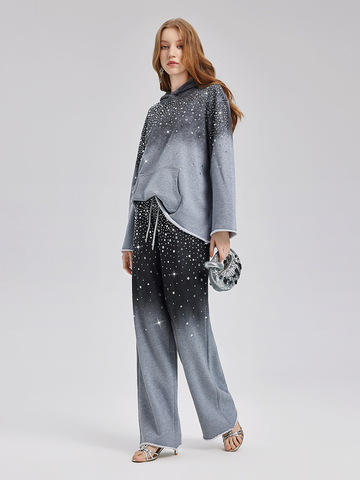 Renk Geçişli Yıldızlı Boncuklu Triko Pantolon