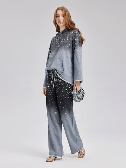 Renk Geçişli Yıldızlı Boncuklu Triko Pantolon