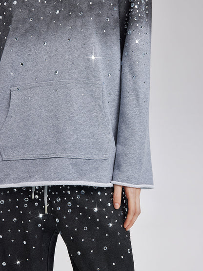 Renk Geçişli Yıldızlı Boncuklu Kapüşonlu Üst