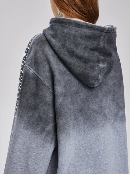 Renk Geçişli Yıldızlı Boncuklu Kapüşonlu Üst